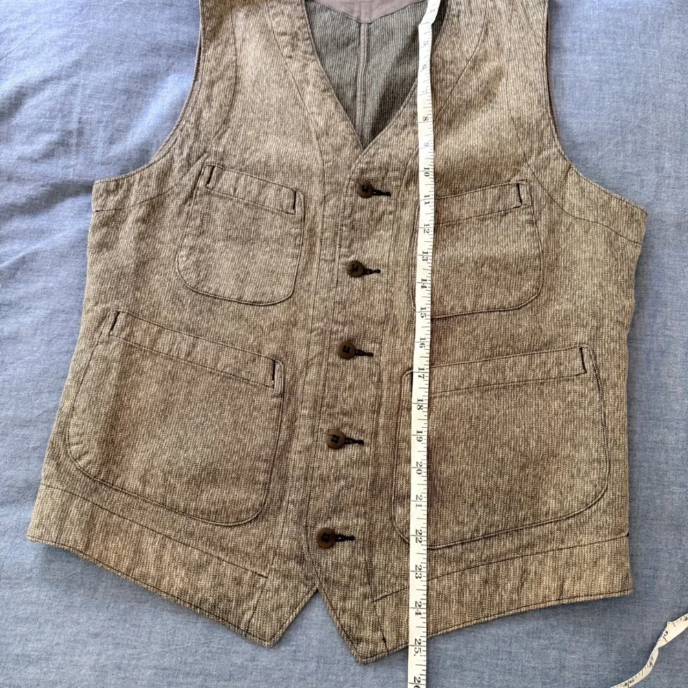 RRL Ralph Lauren Jackson Jaspe Cotton Work Vest Mens Small  Cinch Back Waistcoat